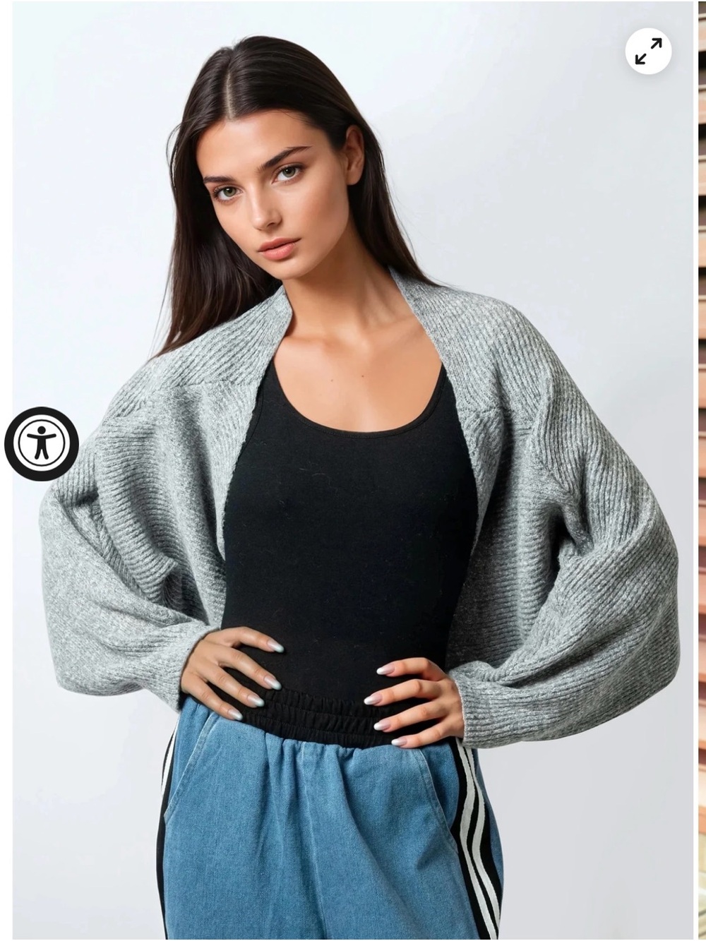 Kate Hewko Gray Cropped shrug Sweater